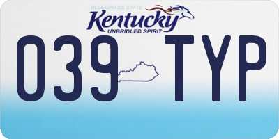 KY license plate 039TYP