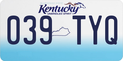 KY license plate 039TYQ
