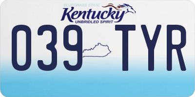 KY license plate 039TYR