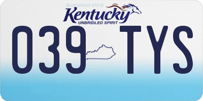 KY license plate 039TYS
