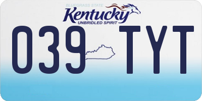 KY license plate 039TYT