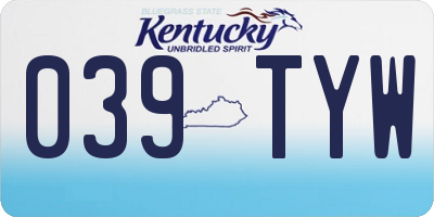 KY license plate 039TYW