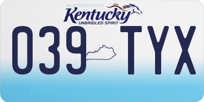 KY license plate 039TYX