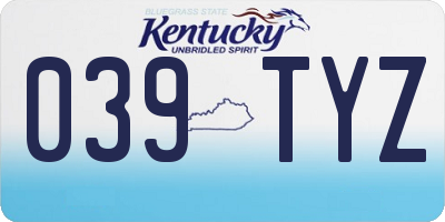 KY license plate 039TYZ