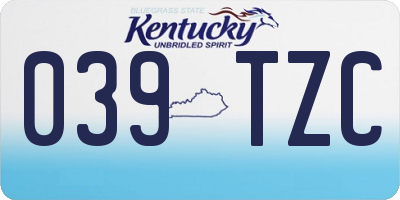 KY license plate 039TZC