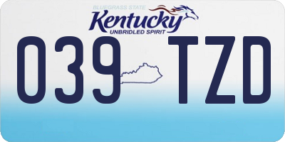 KY license plate 039TZD