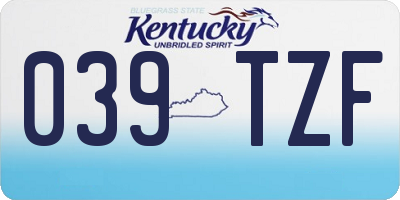 KY license plate 039TZF