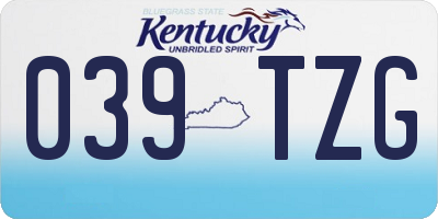 KY license plate 039TZG