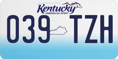 KY license plate 039TZH