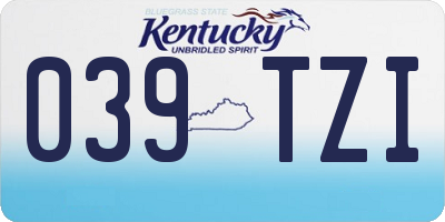KY license plate 039TZI