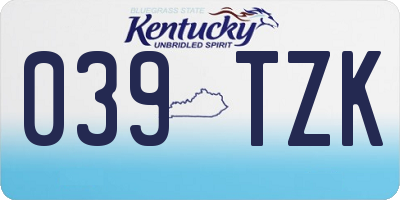 KY license plate 039TZK