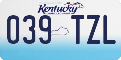 KY license plate 039TZL