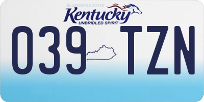 KY license plate 039TZN