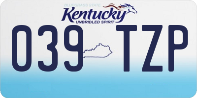 KY license plate 039TZP