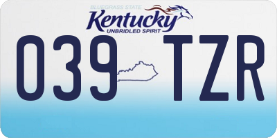 KY license plate 039TZR