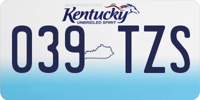 KY license plate 039TZS