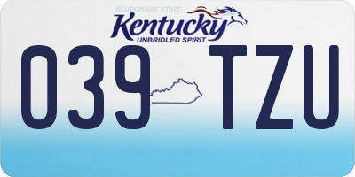 KY license plate 039TZU