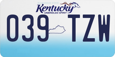 KY license plate 039TZW