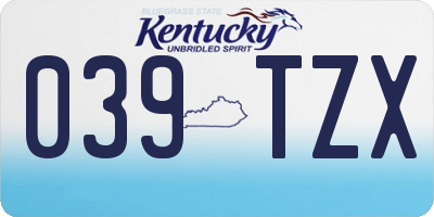 KY license plate 039TZX