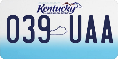 KY license plate 039UAA