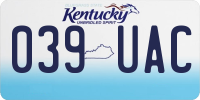 KY license plate 039UAC