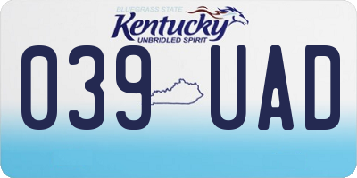 KY license plate 039UAD