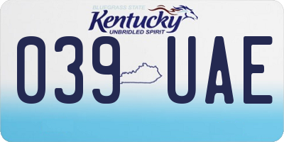 KY license plate 039UAE
