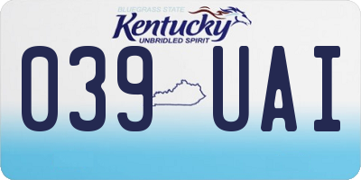 KY license plate 039UAI
