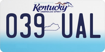 KY license plate 039UAL