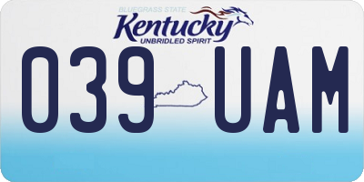 KY license plate 039UAM