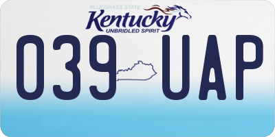 KY license plate 039UAP
