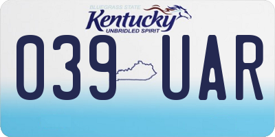 KY license plate 039UAR