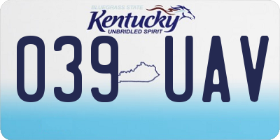 KY license plate 039UAV
