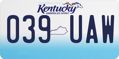 KY license plate 039UAW