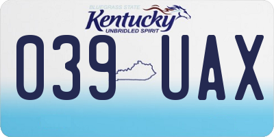 KY license plate 039UAX