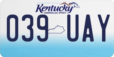 KY license plate 039UAY