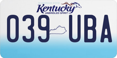 KY license plate 039UBA