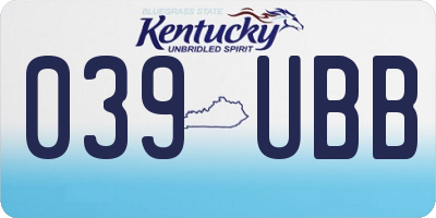 KY license plate 039UBB