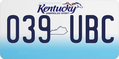 KY license plate 039UBC