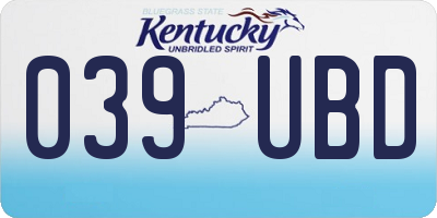 KY license plate 039UBD
