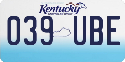 KY license plate 039UBE
