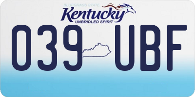 KY license plate 039UBF