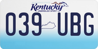 KY license plate 039UBG