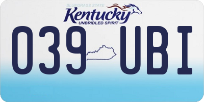 KY license plate 039UBI