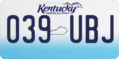 KY license plate 039UBJ