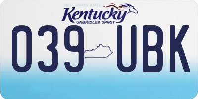 KY license plate 039UBK
