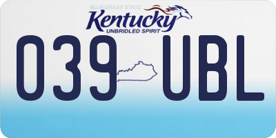 KY license plate 039UBL