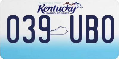 KY license plate 039UBO