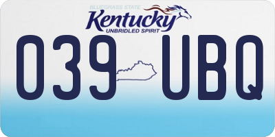 KY license plate 039UBQ