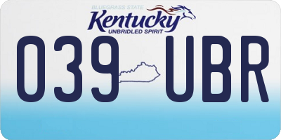 KY license plate 039UBR